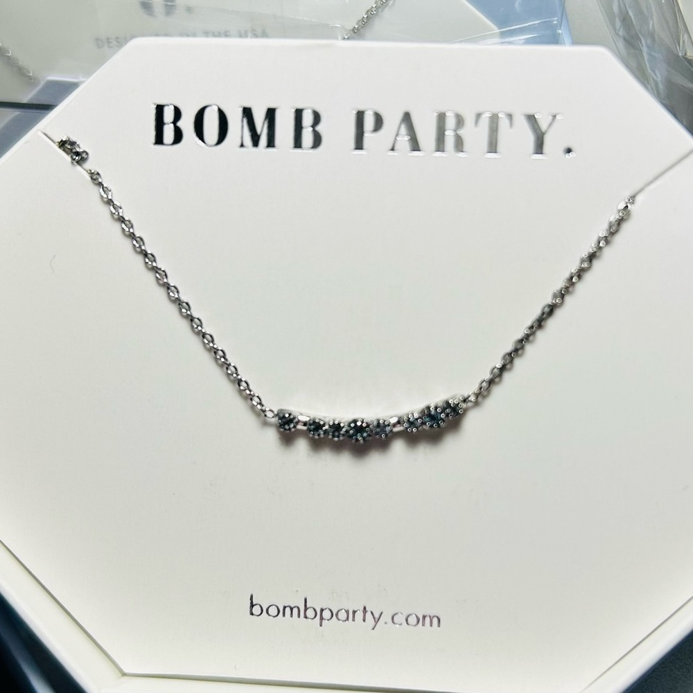 Bomb Party Dainty aquamarine bar Necklace RBP3903